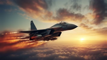 4k战斗机翱翔天空唯美创意素材