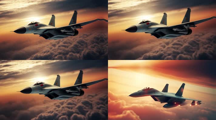 4k战斗机翱翔天空唯美创意素材