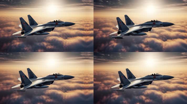 4k战斗机翱翔天空唯美创意素材