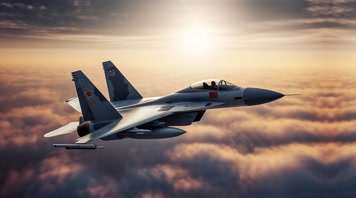 4k战斗机翱翔天空唯美创意素材