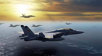 4k航母战斗机起飞降落夕阳唯美创意