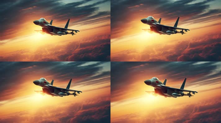 4k战斗机翱翔天空唯美创意素材