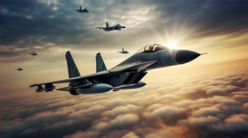 4k航母战斗机起飞降落夕阳唯美创意