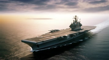 4k航空母舰舰队海洋航行夕阳唯美创意 4k航空母舰舰队海洋航行夕阳唯美创意