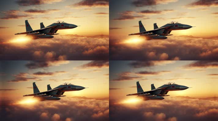 4k战斗机翱翔天空唯美创意素材