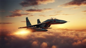 4k战斗机翱翔天空唯美创意素材