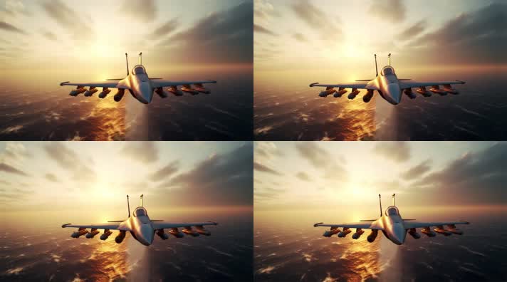 4k战斗机翱翔天空唯美创意素材