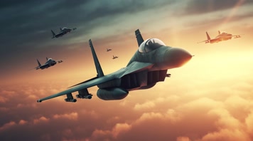 4k航母战斗机起飞降落夕阳唯美创意