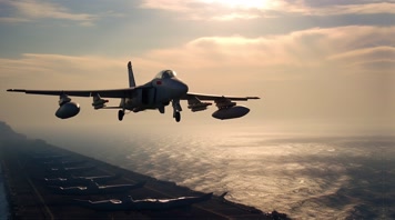 4k航母战斗机起飞降落夕阳唯美创意 4k航母战斗机起飞降落夕阳唯美创意