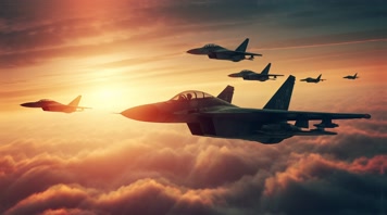 4k航母战斗机起飞降落夕阳唯美创意