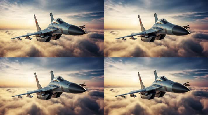 4k战斗机翱翔天空唯美创意素材