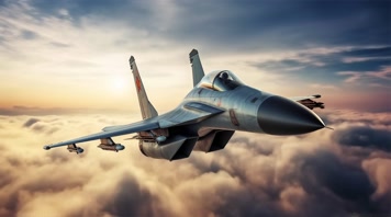 4k战斗机翱翔天空唯美创意素材