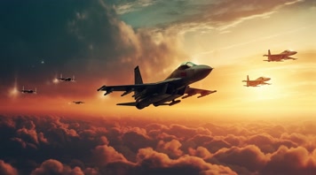 4k航母战斗机起飞降落夕阳唯美创意