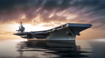 4k航空母舰舰队海洋航行夕阳唯美创意 4k航空母舰舰队海洋航行夕阳唯美创意
