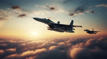 4k航母战斗机起飞降落夕阳唯美创意