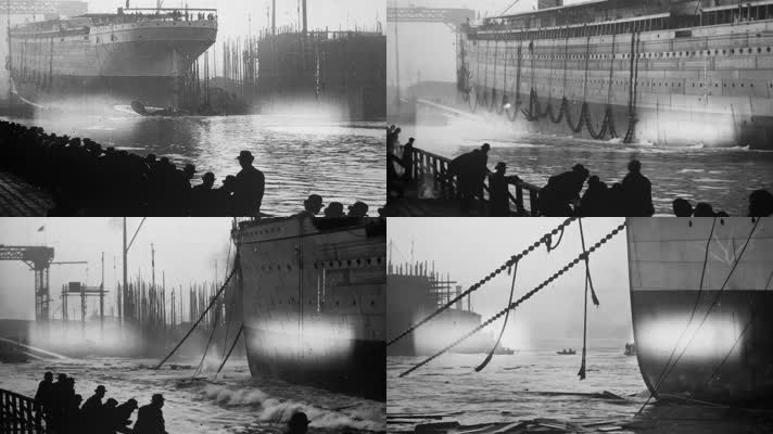 工业革命英国北爱尔兰贝尔法斯特轮船下水