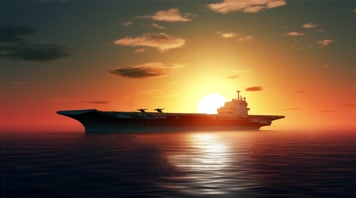 108航空母舰舰队海洋航行夕阳唯美创意4k