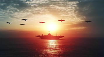 61.4k航母战斗编队 航空母舰轰炸机 创意唯美