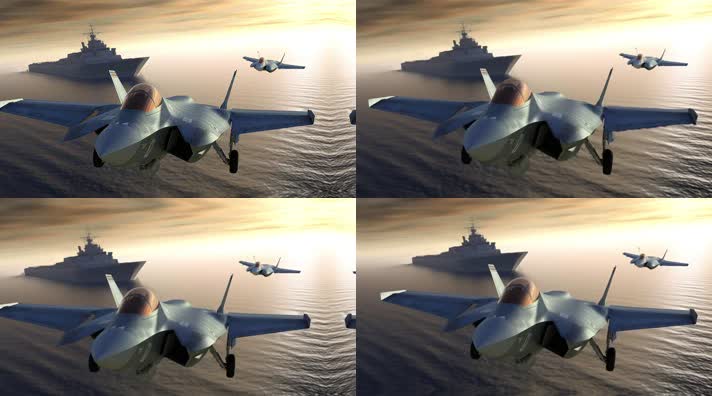 44.4k航母战斗编队 航空母舰轰炸机 创意唯美