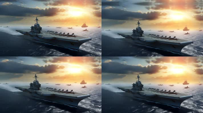 34.4k航母战斗编队 航空母舰轰炸机 创意唯美