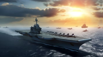 34.4k航母战斗编队 航空母舰轰炸机 创意唯美