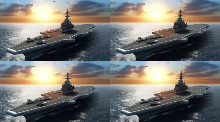 38.4k航母战斗编队 航空母舰轰炸机 创意唯美