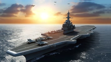 38.4k航母战斗编队 航空母舰轰炸机 创意唯美