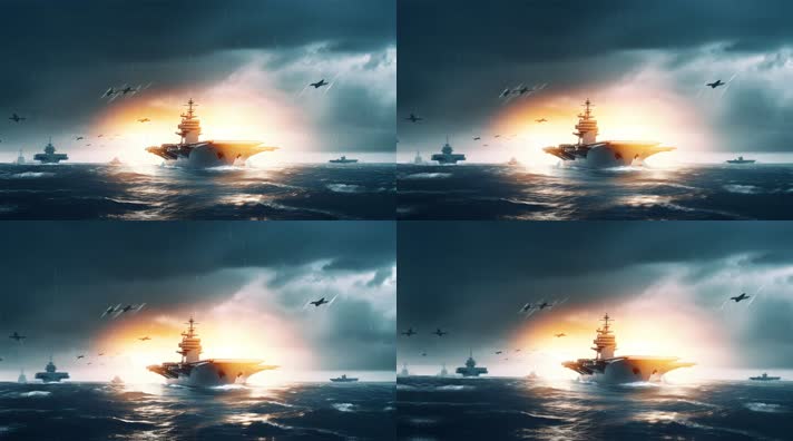 77.4k航母战斗编队 航空母舰轰炸机 创意唯美