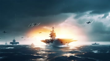 77.4k航母战斗编队 航空母舰轰炸机 创意唯美