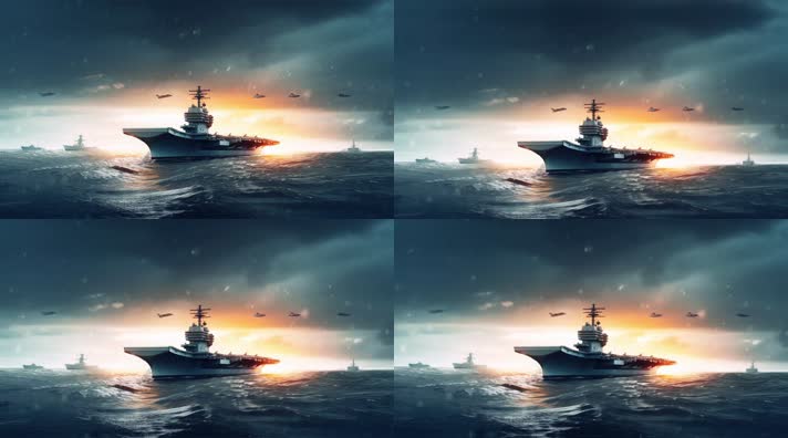 78.4k航母战斗编队 航空母舰轰炸机 创意唯美