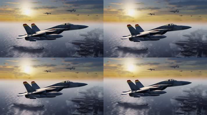 3.4k航母战斗编队 航空母舰轰炸机 创意唯美