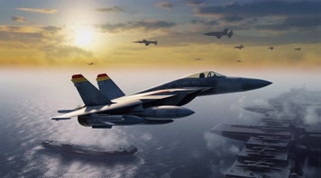 3.4k航母战斗编队 航空母舰轰炸机 创意唯美