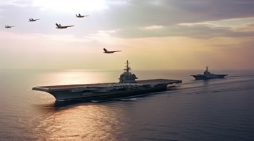 49.4k航母战斗编队 航空母舰轰炸机 创意唯美