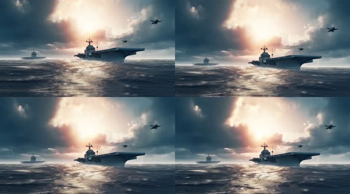 58.4k航母战斗编队 航空母舰轰炸机 创意唯美
