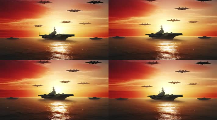 56.4k航母战斗编队 航空母舰轰炸机 创意唯美