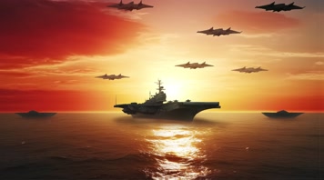 56.4k航母战斗编队 航空母舰轰炸机 创意唯美