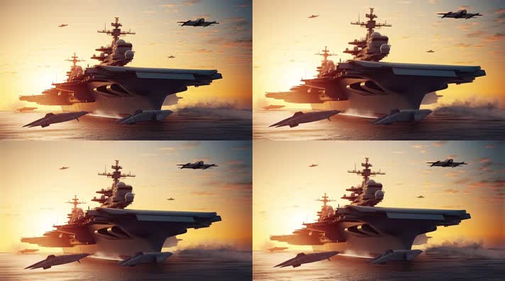 28.4k航母战斗编队 航空母舰轰炸机 创意唯美