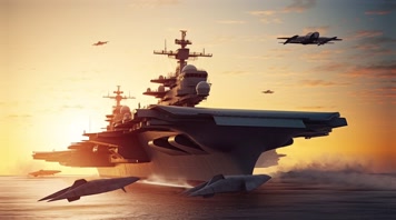 28.4k航母战斗编队 航空母舰轰炸机 创意唯美