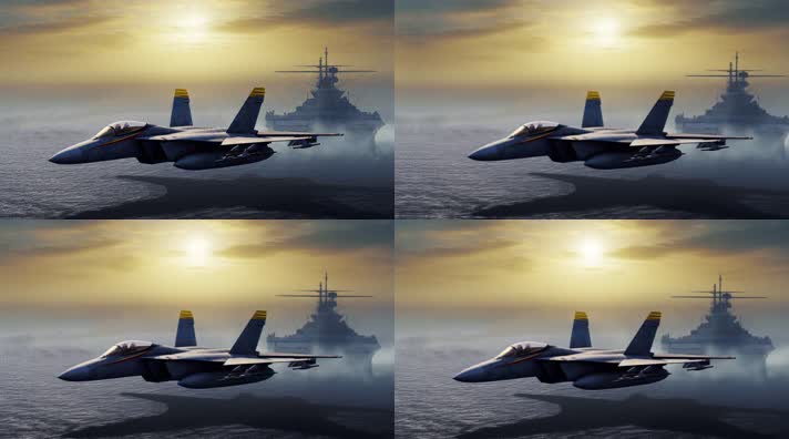 4.4k航母战斗编队 航空母舰轰炸机 创意唯美
