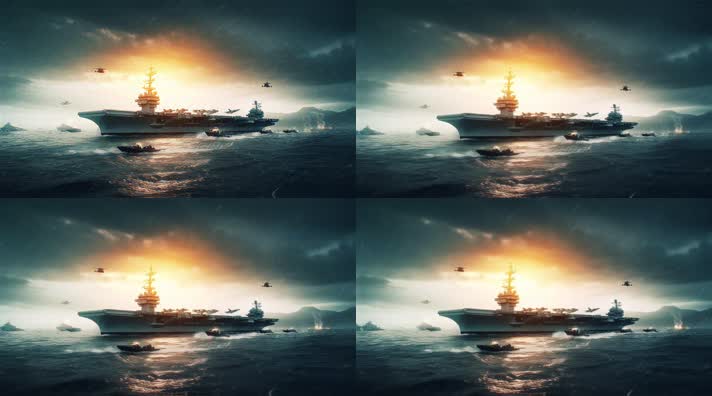 57.4k航母战斗编队 航空母舰轰炸机 创意唯美