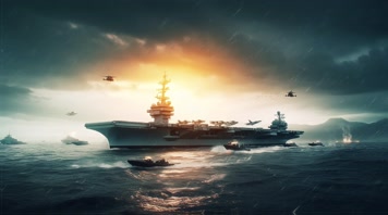 57.4k航母战斗编队 航空母舰轰炸机 创意唯美