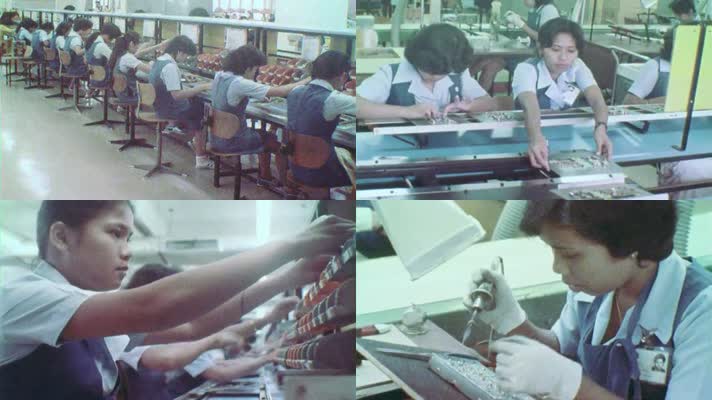 深圳经济特区合资企业女工手工组装电子产品