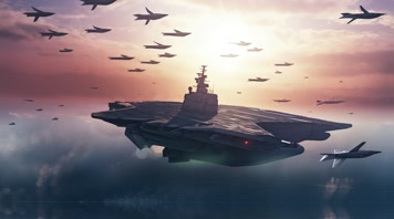 53.4k航母战斗编队 航空母舰轰炸机 创意唯美