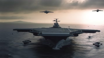 19.4k航母战斗编队 航空母舰轰炸机 创意唯美