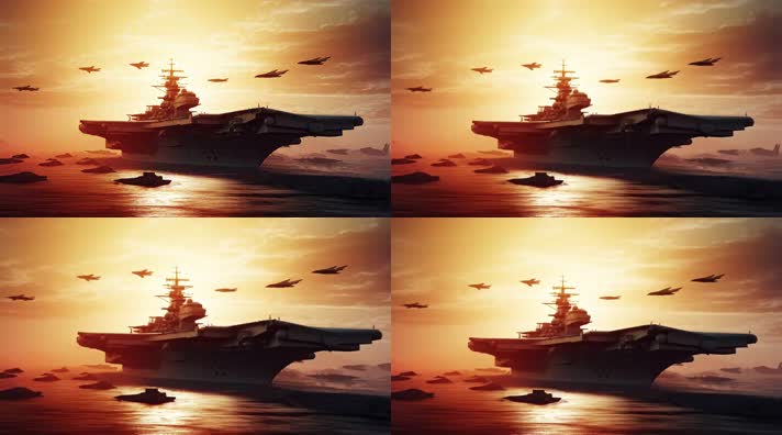 16.4k航母战斗编队 航空母舰轰炸机 创意唯美
