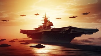 16.4k航母战斗编队 航空母舰轰炸机 创意唯美