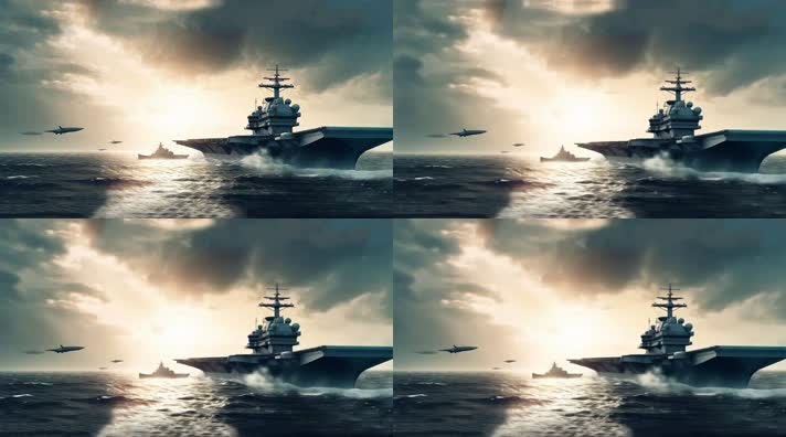 60.4k航母战斗编队 航空母舰轰炸机 创意唯美