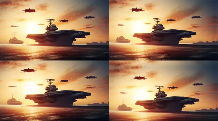 54.4k航母战斗编队 航空母舰轰炸机 创意唯美