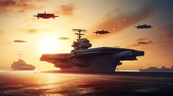 54.4k航母战斗编队 航空母舰轰炸机 创意唯美