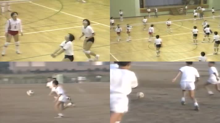 80年代中学生足球排球体育课运动会训练比赛